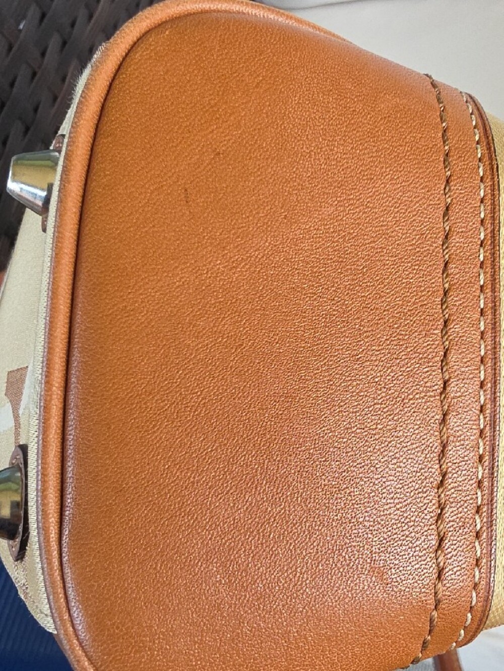 Coach Hampton Optic Tan and White Signature Stripe Satchel - Picture 12 of 16